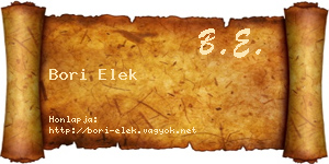 Bori Elek névjegykártya